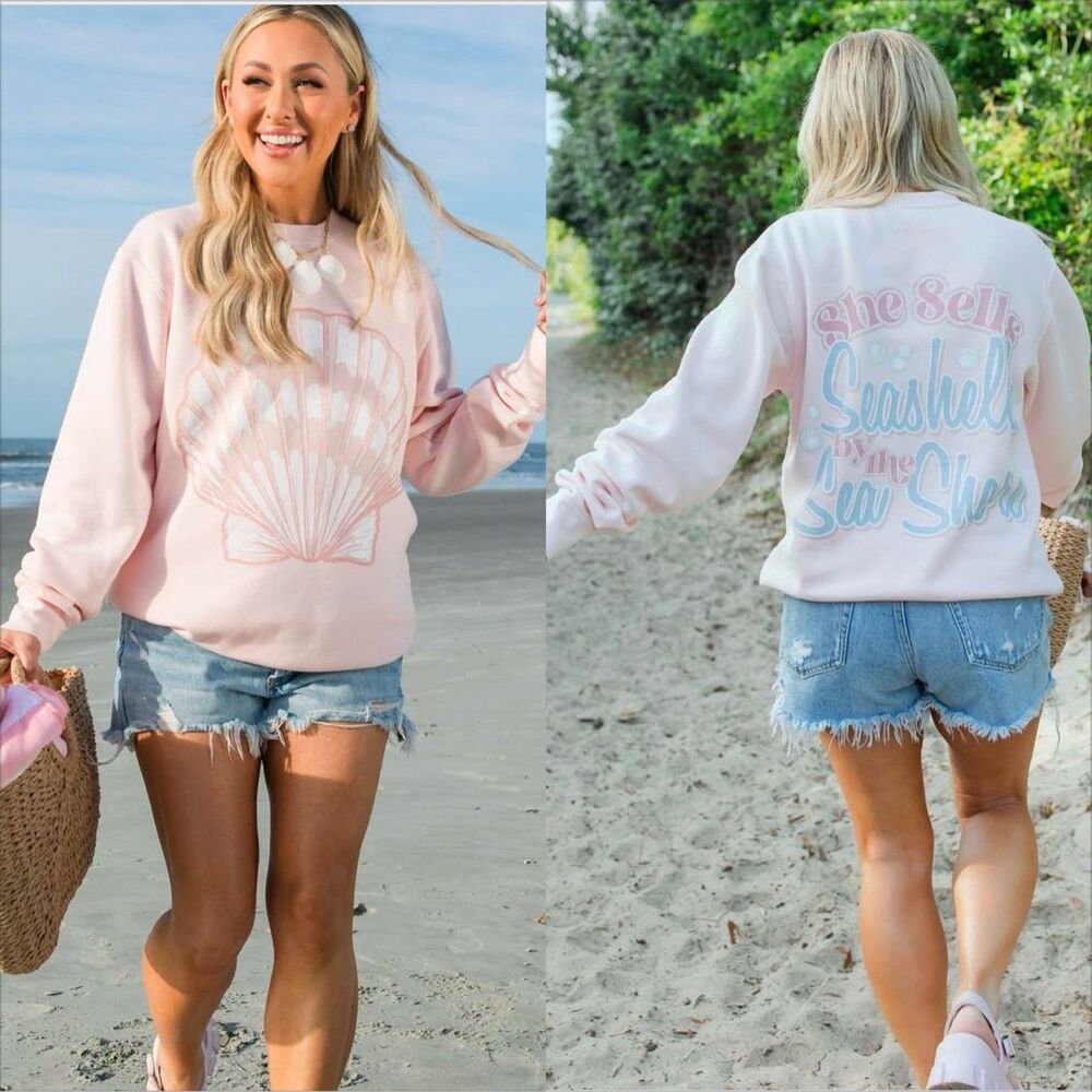 Pink Seashell Graphic Sweatshirt